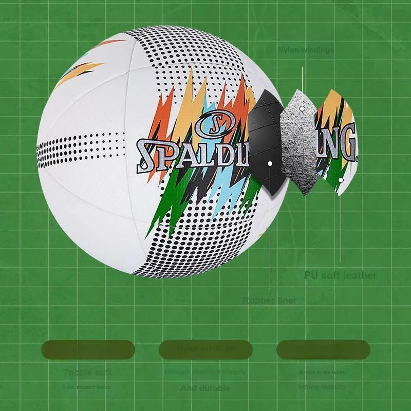 SPALDING Competition Balls Size 5 Soccer PU Seamless Thermal bonding Unisex White-4