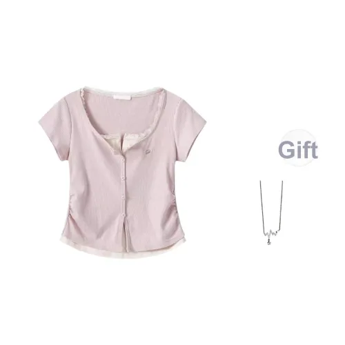 SHIEN Розовый с ожерельем Женские T-рубашки