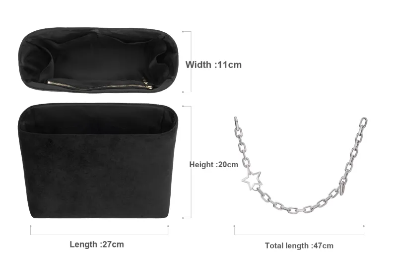 Lan Bao Fan German Fleece Bag Accessory Bag Insert Unisex Black-13