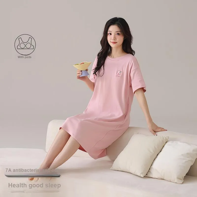 FENTENGCARE Nightgown Women's Pink-2