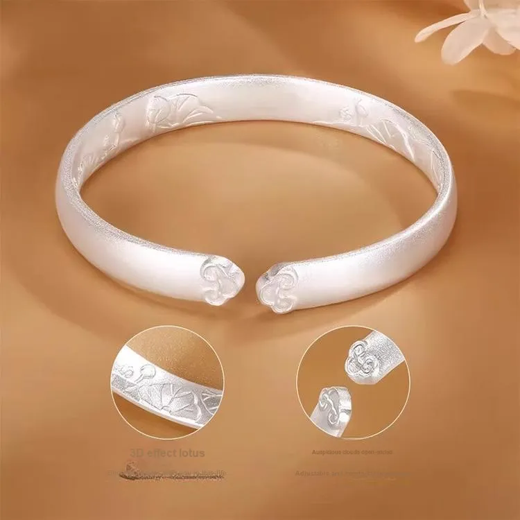 CHINA GOLD 999 Fine Silver Bangles Women's-1
