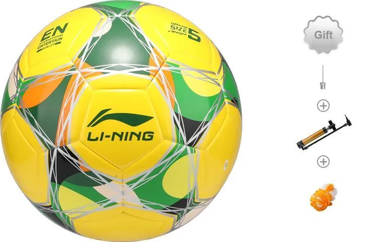 LiNing Size 5 Soccer TPU Seamless Thermal bonding Unisex Yellow/Green/Black-0