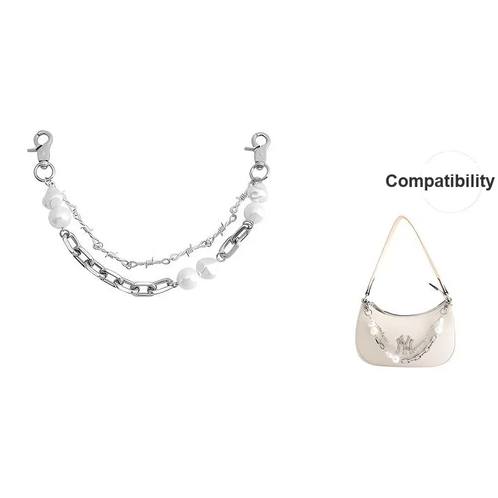 Luxury Care Artisan Workshop Bag Straps White Pearl Double Layer Decorative Chain[Bag Not Included]