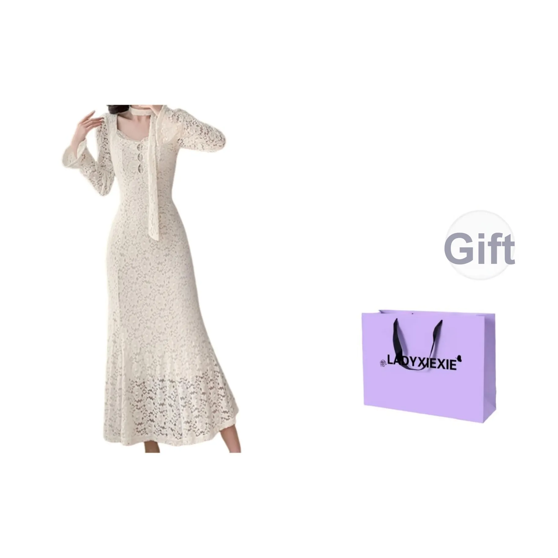 LADYXIEXIE Длинное платье с длинными рукавами женское