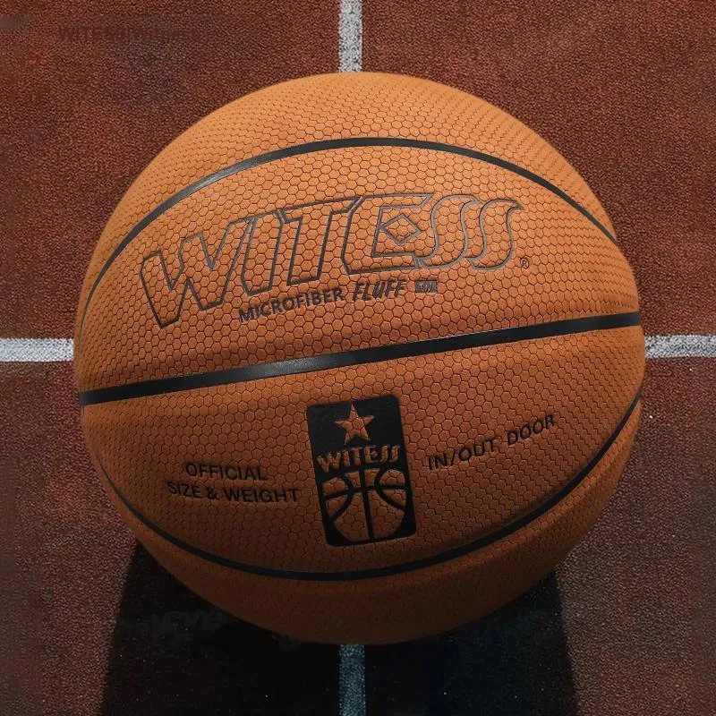 WITESS Microfiber Leather Basketball Yellow Brown Size 7 Ball Match Unisex-19