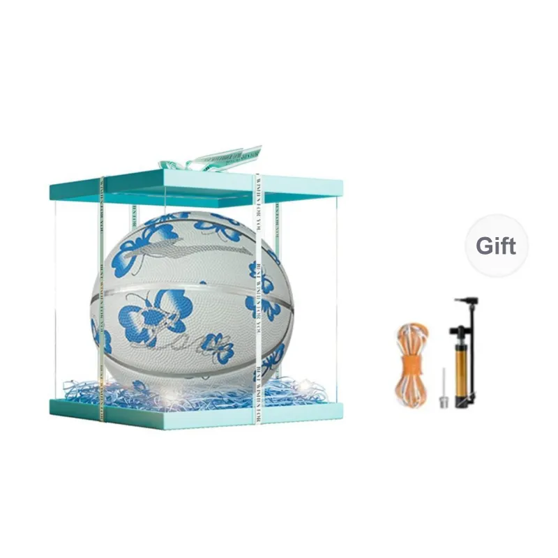 Erke Rubber Basketball Blue White Size 7 Ball Training-13