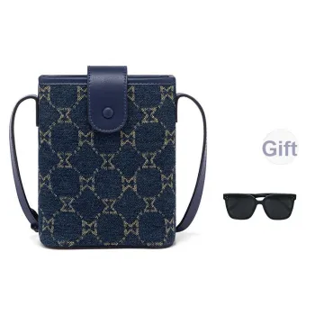 MashaLanti Denim Cell Phone Pouch, Shoulder Bag, Crossbody Bag, Small Bag Trumpets Women's Royal Blue/Black