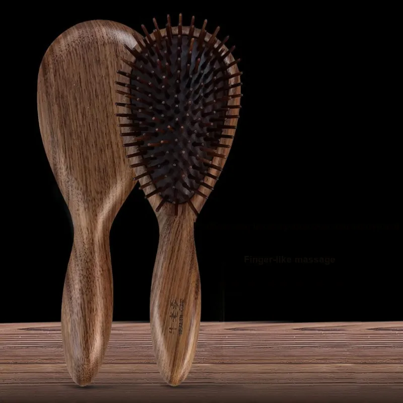 Cow Daddy Natural Material Walnut Wood Airbag Air Cushion Comb Scalp Meridian Detox-4