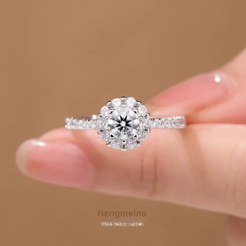 HENGMEINA 925 Silver Mohsunnite Rings Unisex-1