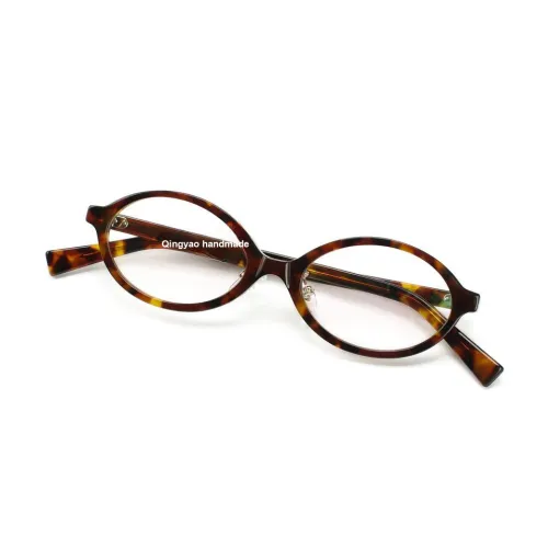 QINGZHIZUO Итальянская версия Пластина Овал Оправы для очков Женские Желтый цветочный Черепаховый Черный
