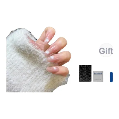 OUYUJI Румяна Glass Beads Cat Eye False Nail Миндаль MID Длина Розовый Стиль размытия Instagram