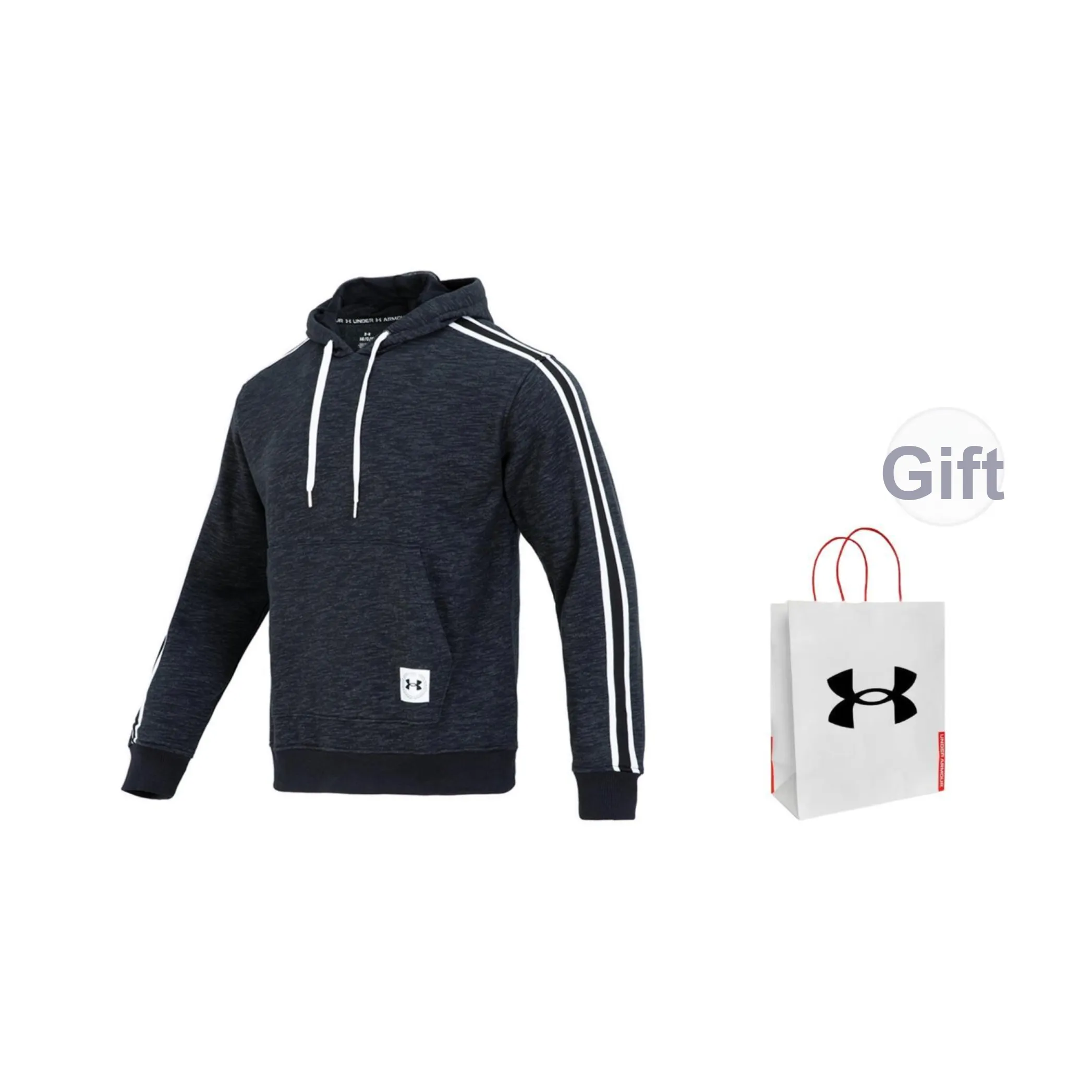 Under Armour Свитшот Унисекс Черный с флисовой подкладкой в комплекте сумка для покупок