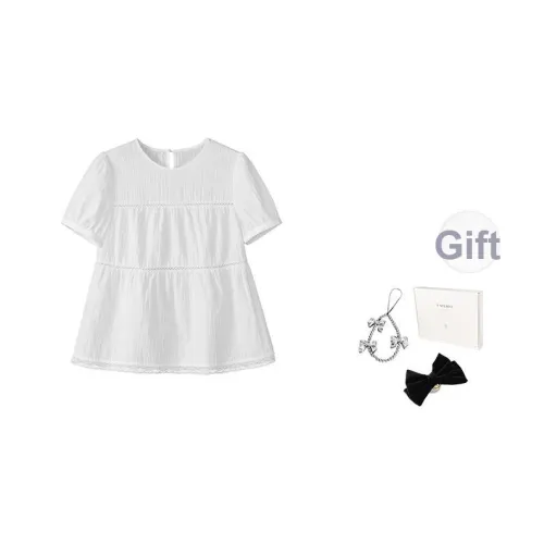 Fstudio Летний Корейский стиль Сладкий стиль Хлопок Универсальный Короткий рукав Рубашка Женская