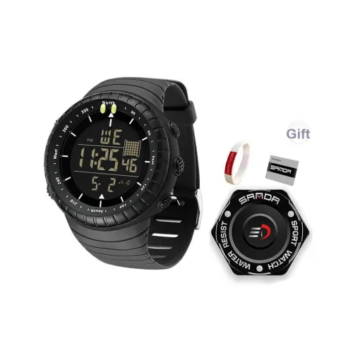 Sanda Electronic Механизм TPU Ремешок Женские Часы Черный Циферблат