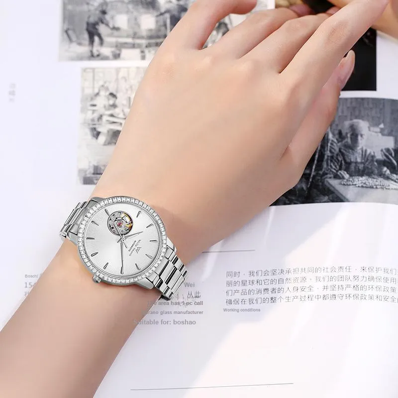 Welly Merck Mechanical Movement Alloy Strap Watch Women's Watch White Dial WM117L-5