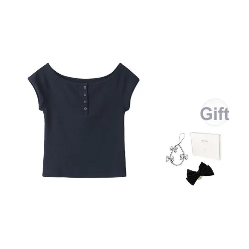 Fstudio Лето Круглый вырез Модный Однотонный Универсальный Короткий рукав T-рубашки Женские