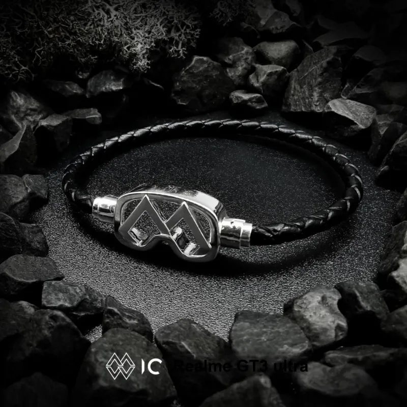 ICEWALD 925 Sterling Silver Gold-Plated Cow Leather Bracelets Unisex Silver-3