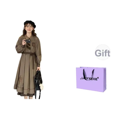 LADYXIEXIE Кофе Плащ + Кофе Юбка Одежда Комплекты Женские Юбка Комплекты