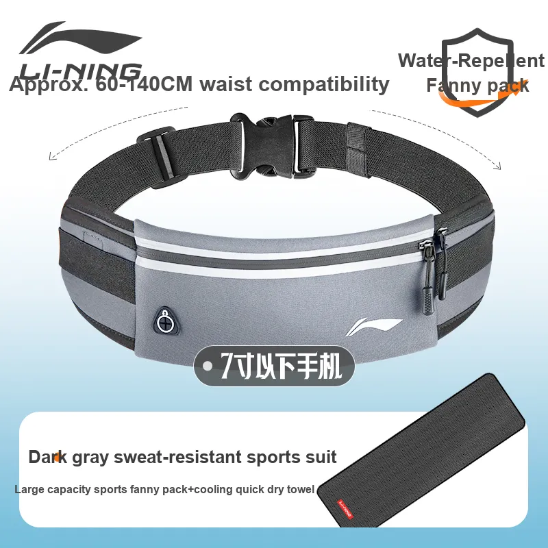 LiNing Polyester Fanny Pack Regular Unisex Gray-4