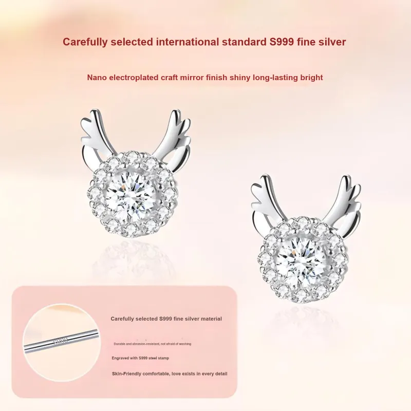 DJIN 999 Fine Silver Stud Earrings Women's-5