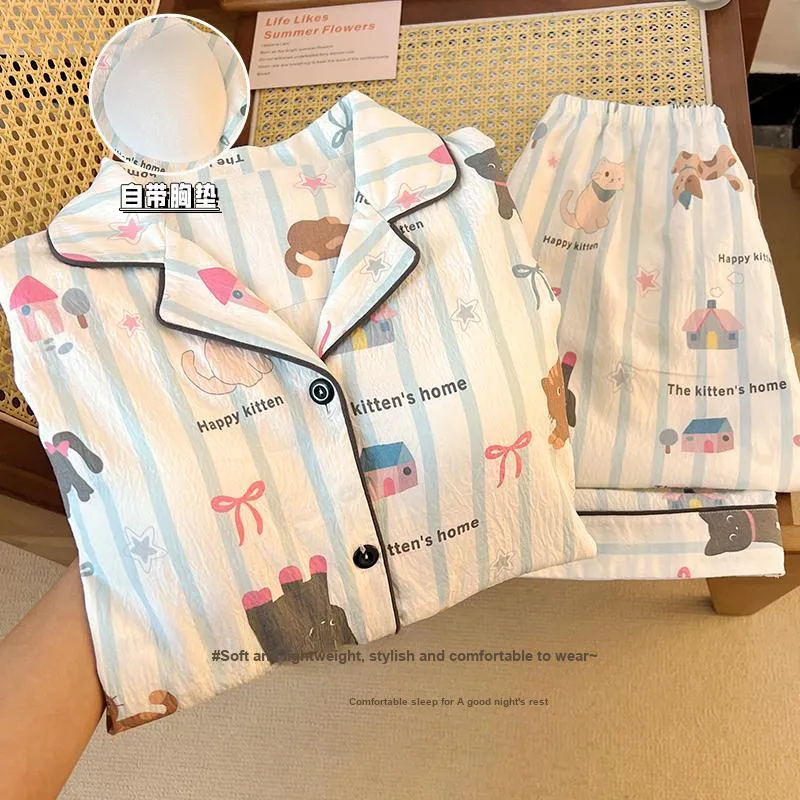 XIAFENYAN Pajama Set Women's 2 Pack Blue-1
