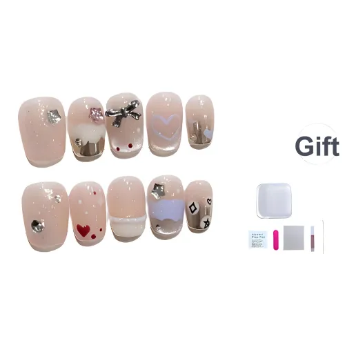 A Few More Cute Розовое Сердечко Ручной Съемный False Nail Короткий LADDER Розовый Телесный Стиль Instagram