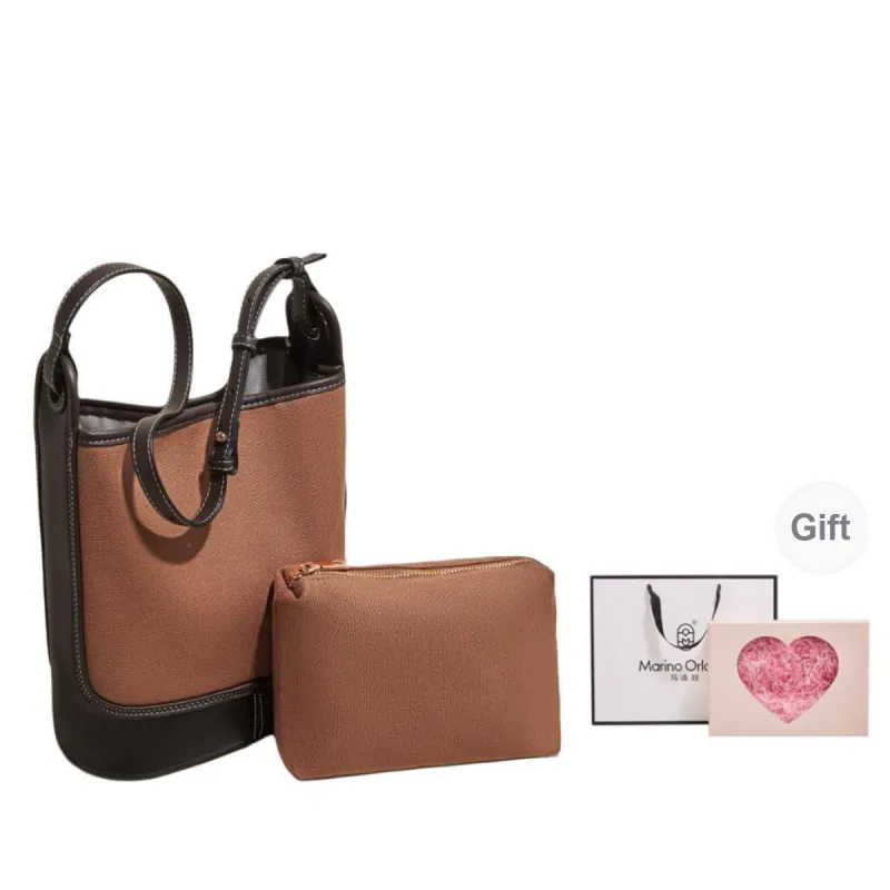 Marino Orlandi Fabric With Synthetic Leather Shoulder Bag Shoulder Bag Women's Coffee Black/Apricot Blue/Brown Black-26