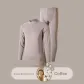 Coffee Down Silk Thermal Underwear Mock Neck Clothing Sets