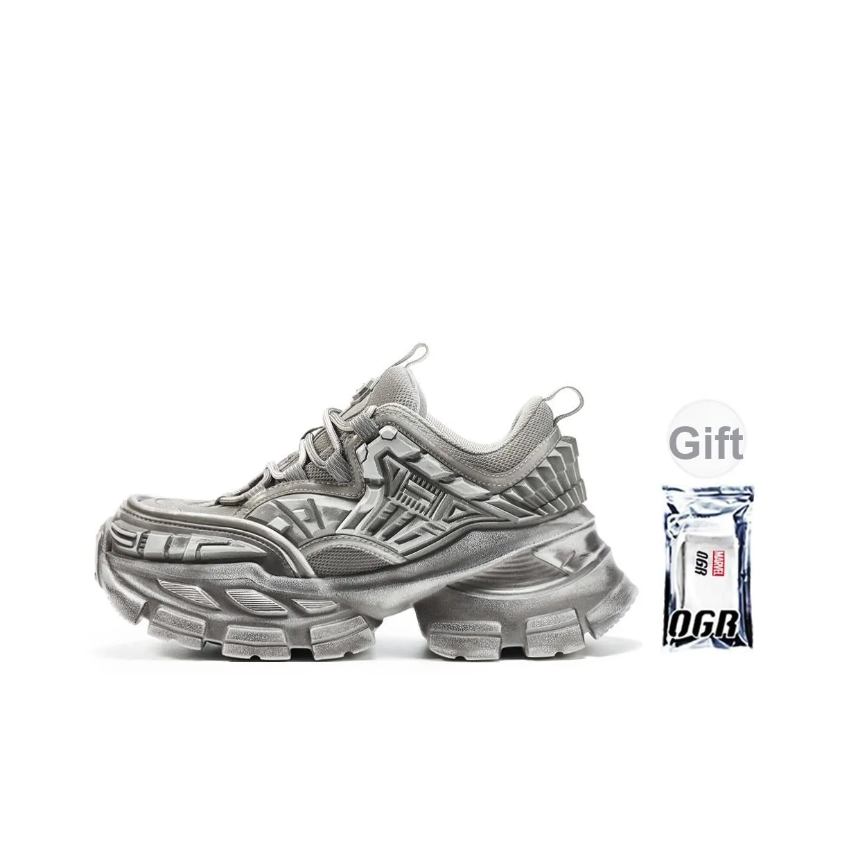 OGR Universe Carbon Blade Collection Low top Chunky Sneakers Unisex Gray Limited Edition Destroyed