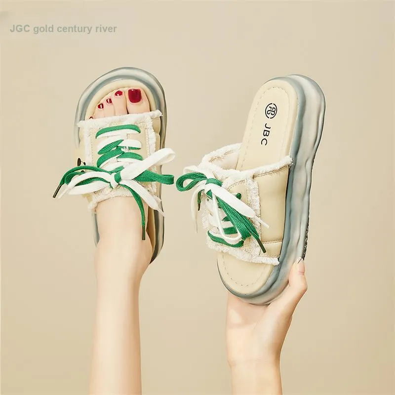 Jin Baichuan Leather Patchwork Odor Resistant Quick Dry Slide Slippers Women's-34