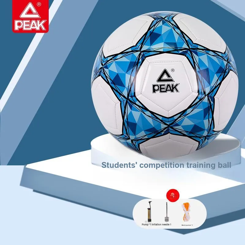 PEAK Size 54 Size Soccer PVC Machine Stitched Soccer Ball Unisex Blue White-3