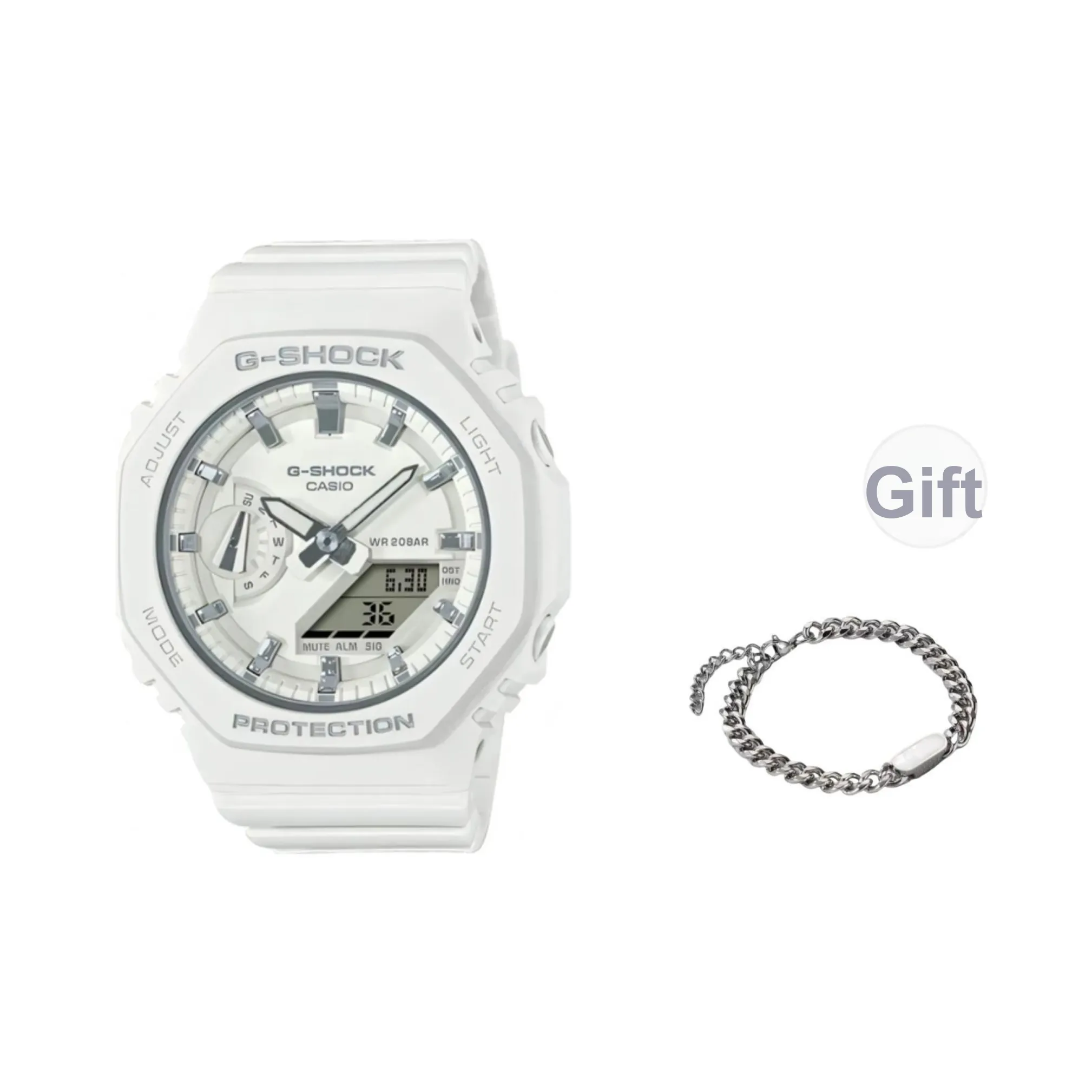 Год SHOCK Кварцевый механизм Мужские часы Белый циферблат