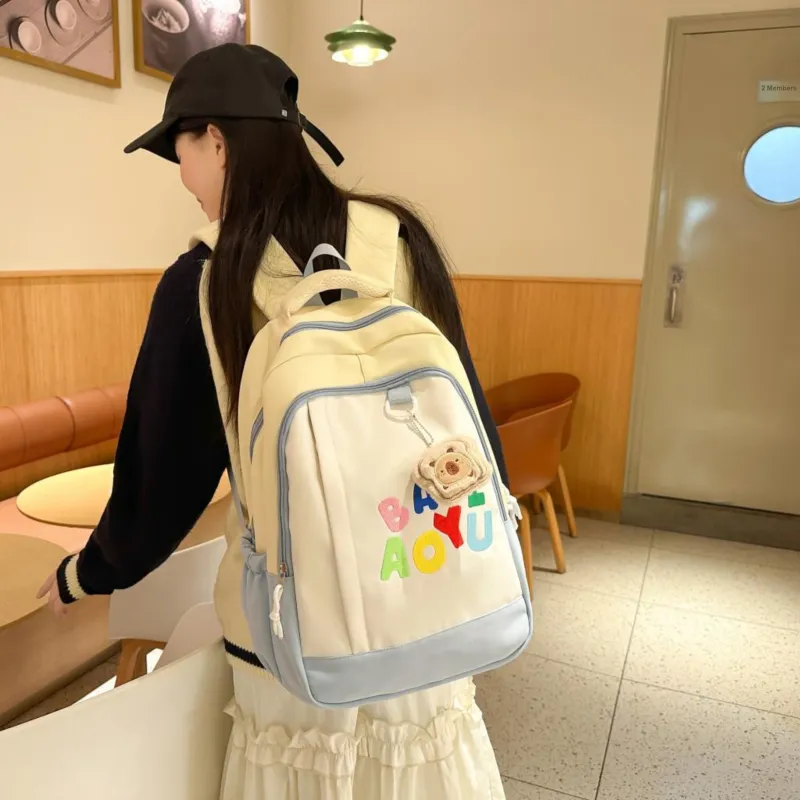 BAODIDAISHU Nylon Backpack Unisex Dark Blue/Yellow Green/Black-10