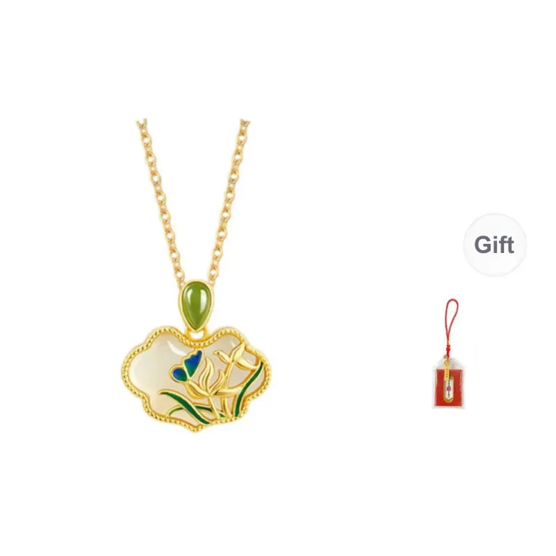 LUXLINE Necklaces White Jade/Pale Greenish White Jade Women's-0