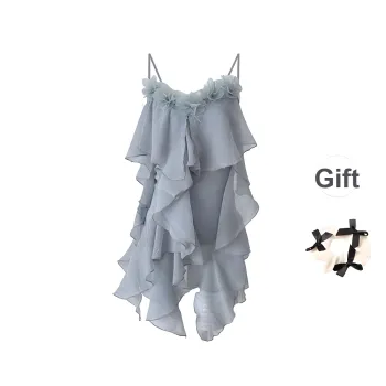 TURN UP Slip Dress Women's Blue+Bowknot Hair Tie Comes With