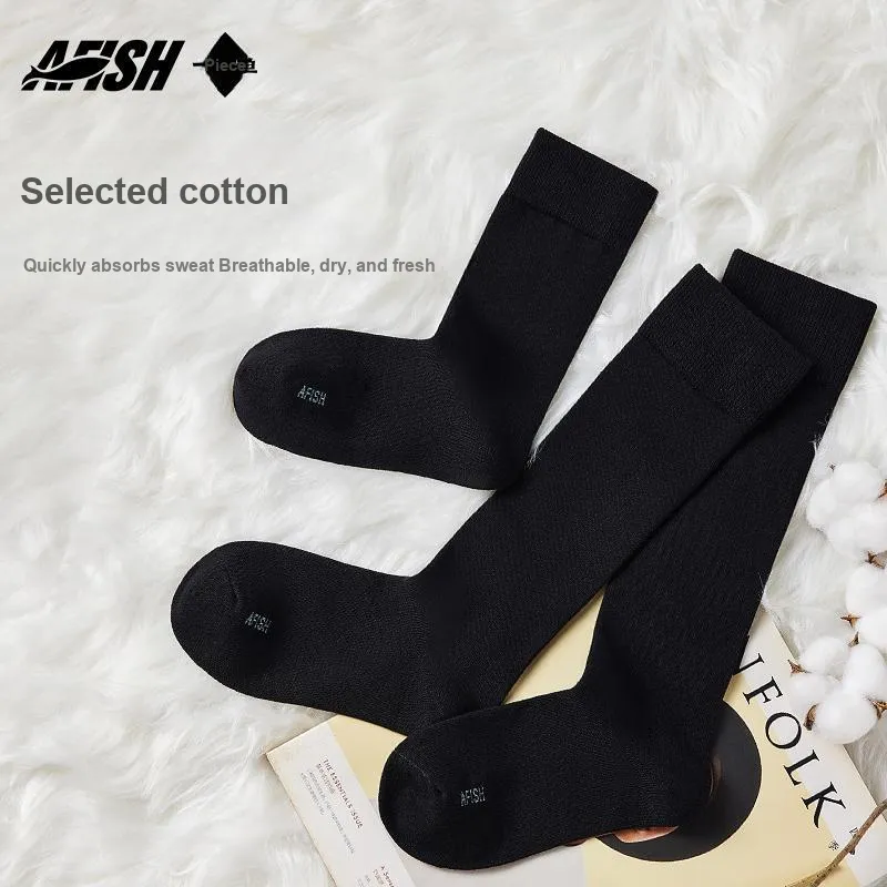 AFISH Mid Calf Socks Women's Shopping Bag Black-9