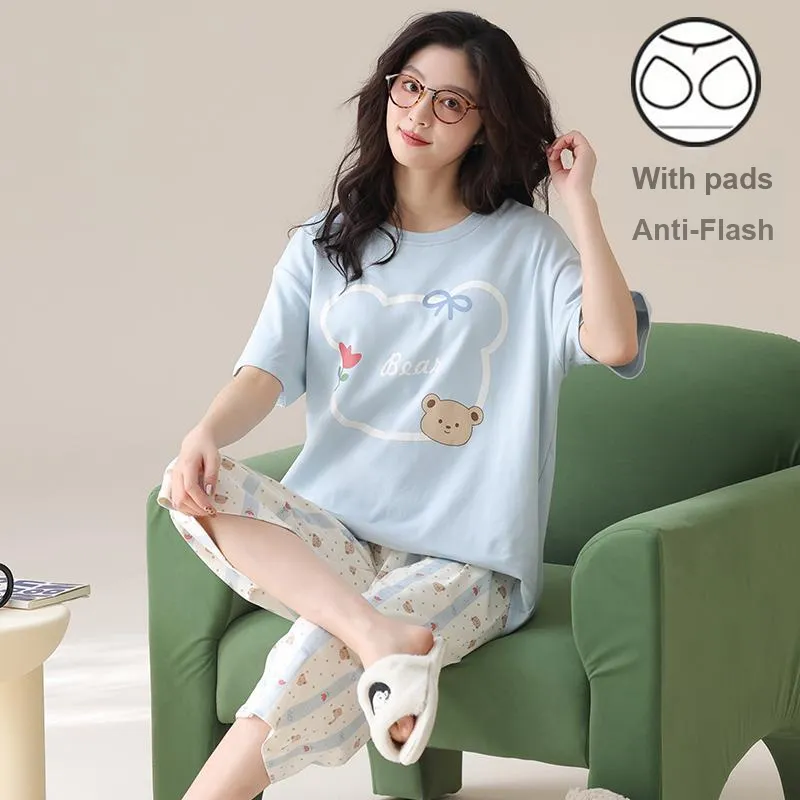 CHUDUAN Pajama Set Women's Blue-2