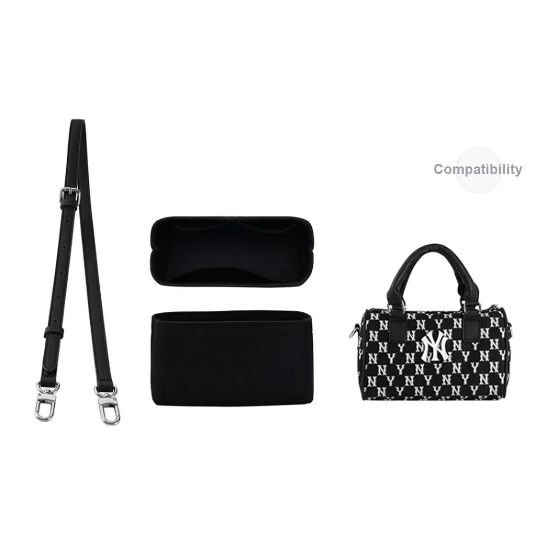 Lan Bao Fan Felt, Cow Leather Bag Accessory Women's Black