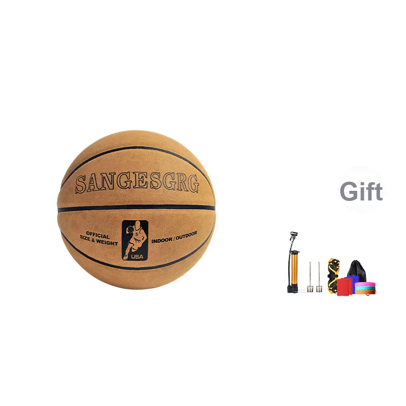 SANGESGRG SP113 Cow Leather Basketball Brown Yellow Size 7 Training-0