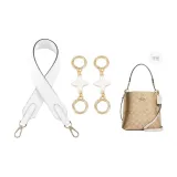 Coach Mollie White Wide Strap 64cm+Gold White Four-Leaf Clover Round Buckle 10cm[2 Pack]