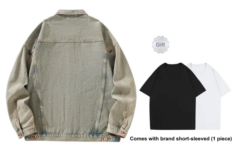 BOTH PLAY Denim Jacket Comes With Short Sleeved T Shirt Unisex-14