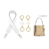 Coach Mollie White Wide Strap 64cm+Gold White Four-Leaf Clover Round Buckle 10cm[2 Pack]