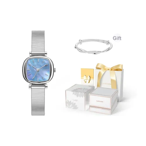 LANZOOM Маленький кубик сахара Коллекция Часы Little Квадрат Часы Кварцевый механизм Женские часы Часы на запястье Синий циферблат