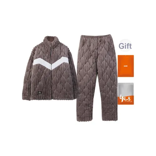 Удобный и освежающий комплект пижам мужского пола коричневый и серый