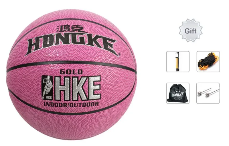 HONGKE PU Basketball Pink Size 6 Training Unisex-4