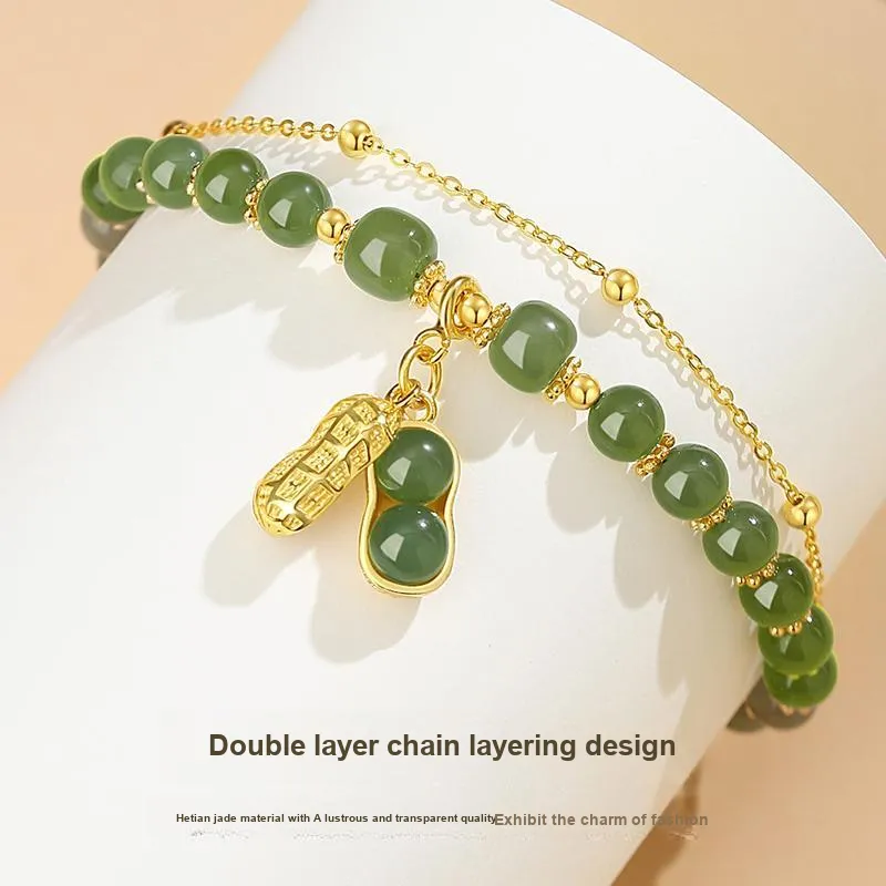 Fu Ru Ji Hetian Jade Bracelets Green Jade Women's-3