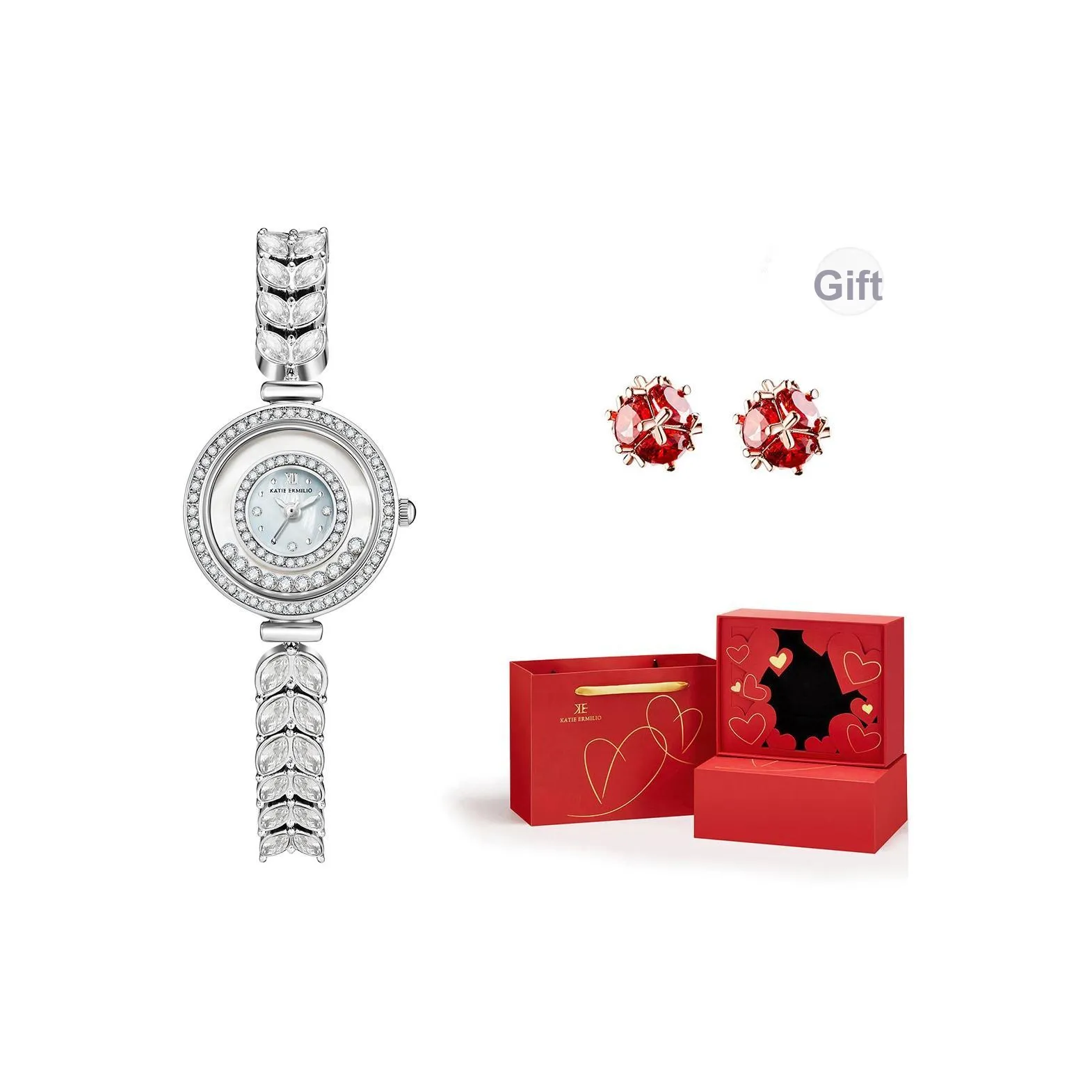 Katie Ermilio Наручные часы Кварцевый механизм Мать жемчуга Циферблат Цвет Женские часы