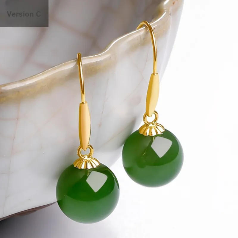 Oriental Jade Hetian Jade Earrings Jasper Women's-3