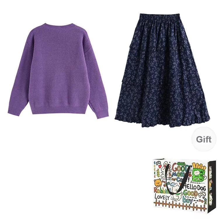 ZVJH Two Piece Skirt Sets Women's-1