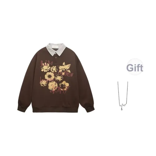 Giyu Коричневый В комплекте с ожерельем Женские свитшоты